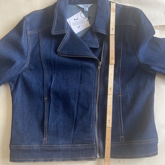 NWT BB Dakota Moto Style Jean Denim Zip Casual Biker Dark Blue Jacket Medium - Picture 10 of 10